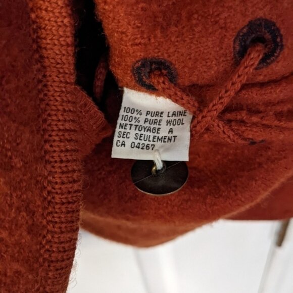 Vintage Lena collection boucle knit embroidered wool cardigan rust brown Small - Picture 6 of 11